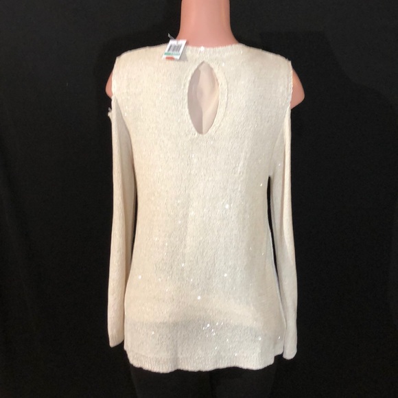 NWT SIONI Cable Knit Cold Shoulder Sweater Top - Picture 7 of 8